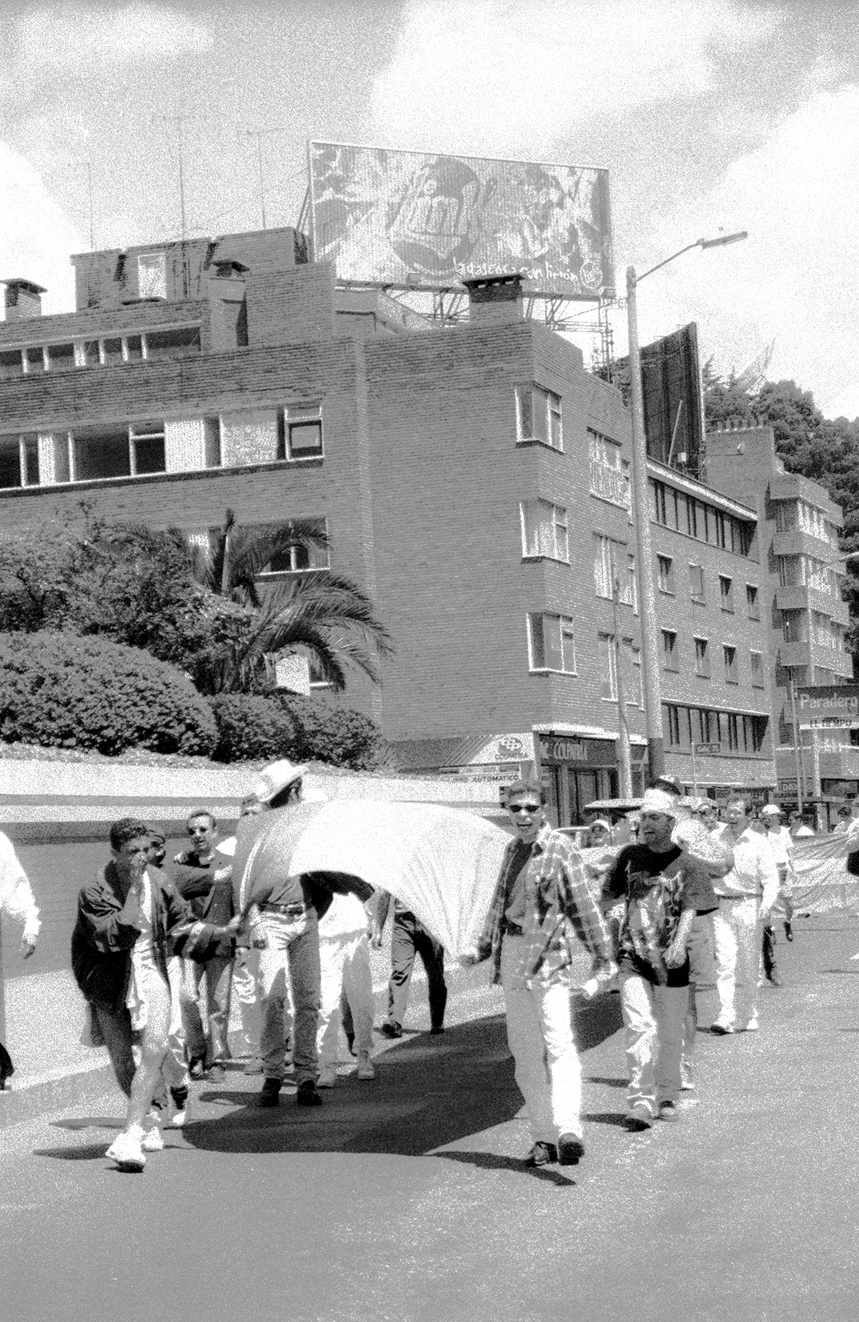 Marchantes con la bandera, a la altura de la calle 72, toma 2