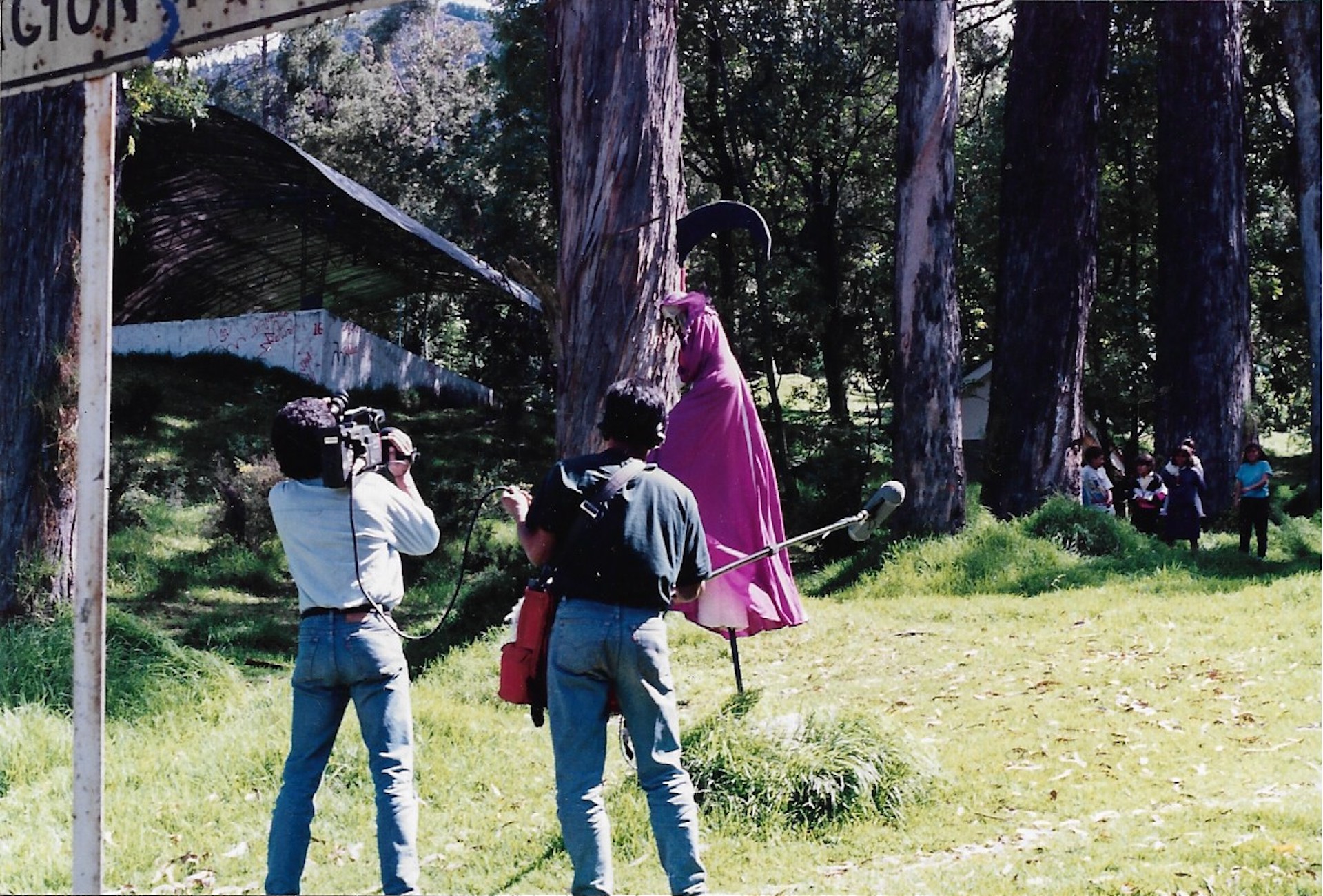 Durante la grabación de "Un vuelo de vida", toma 2